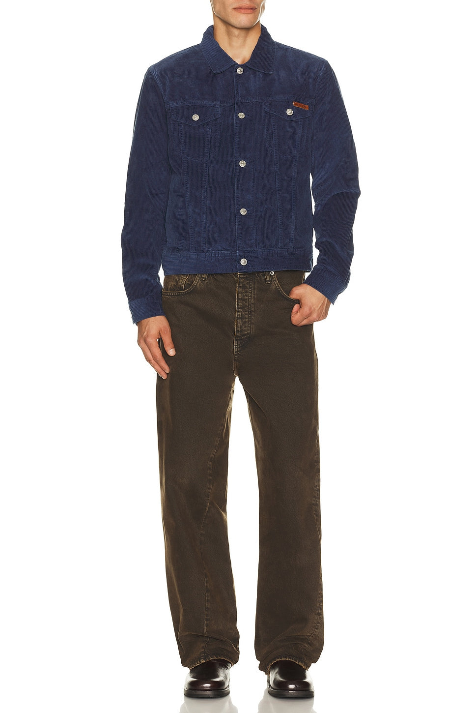 Washed Corduroy Trucker Jacket in Pageant Blue