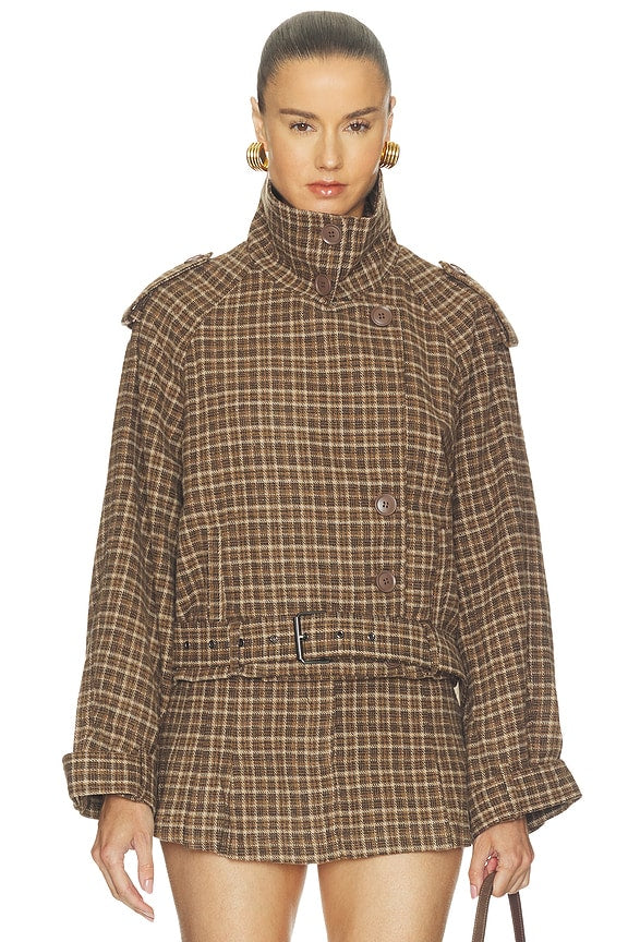 Fletcher Check Jacket in Brown & Orange