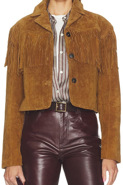 Suede Fringe Jacket in Smoked Paprika