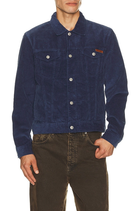 Washed Corduroy Trucker Jacket in Pageant Blue