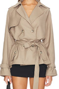 Cropped Trencherous Coat in Mushroom