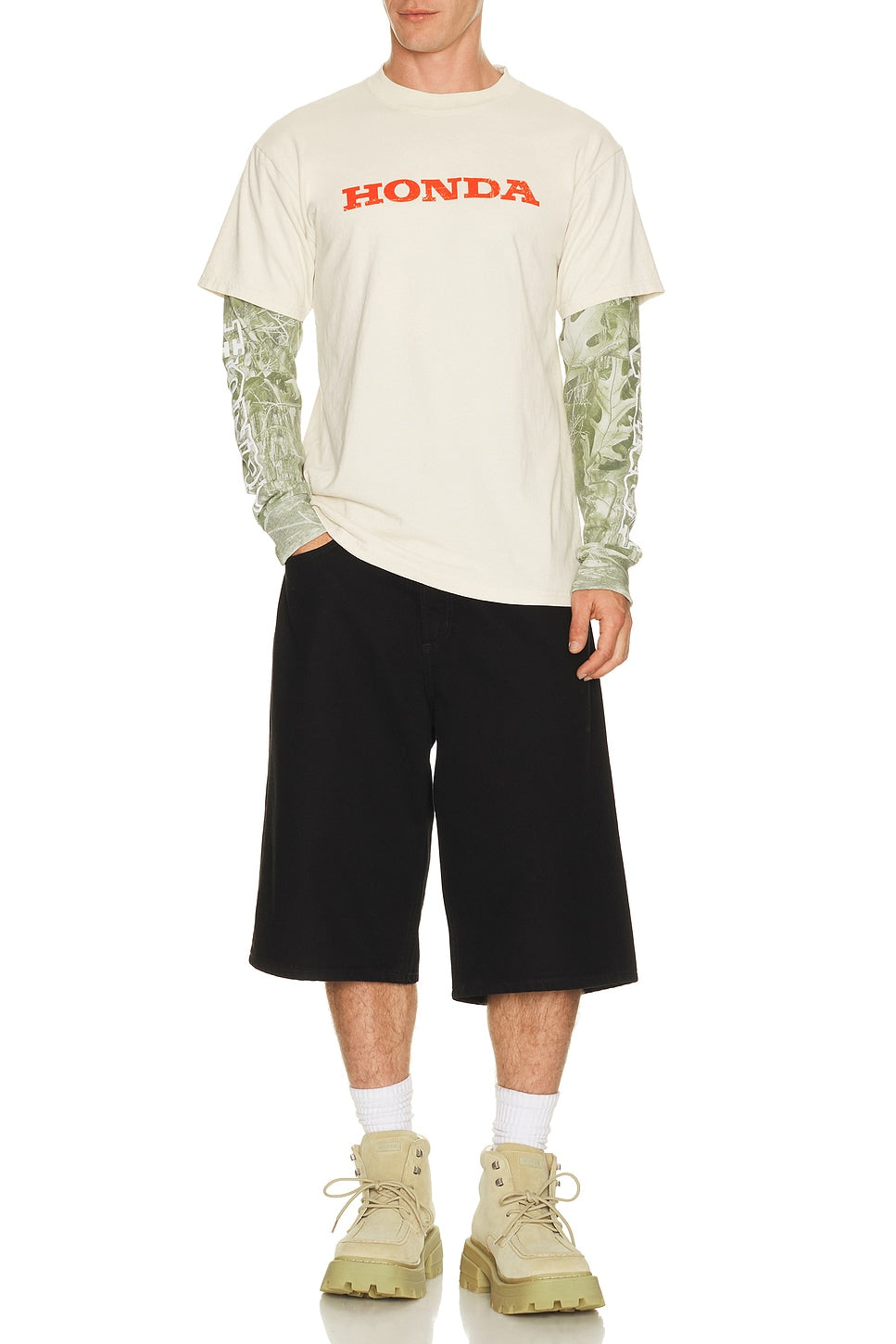 Jumper 2Fer Long Sleeve Tee in Natural
