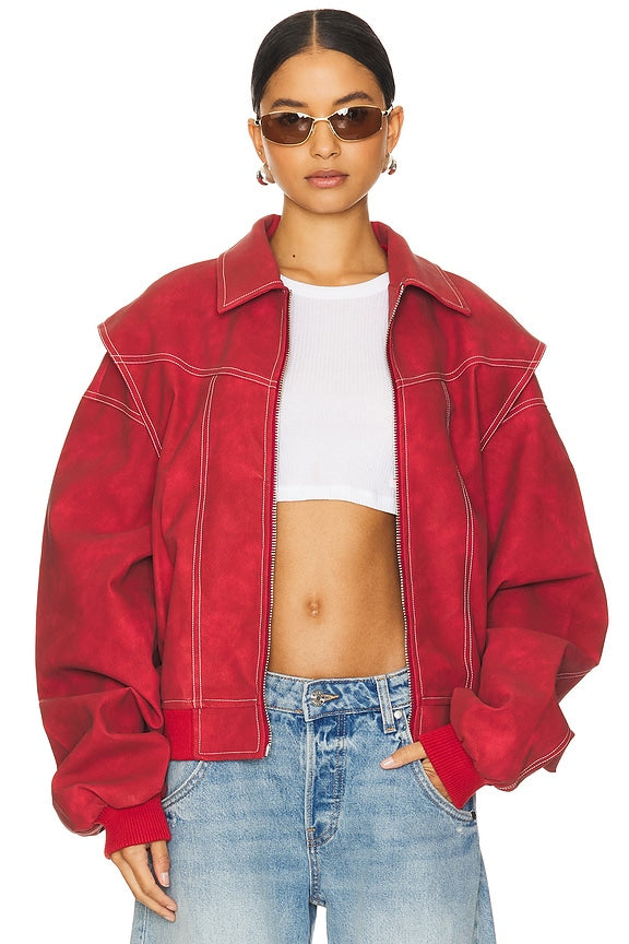 Vista Bomber Jacket in Crimson