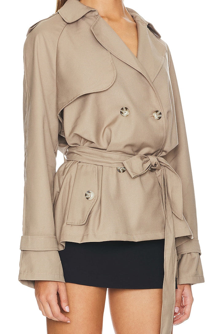 Cropped Trencherous Coat in Mushroom
